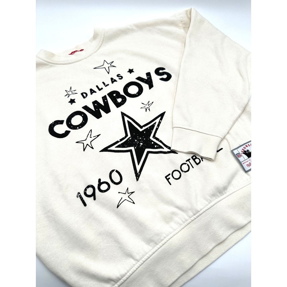 Mitchell & Ness Dallas Cowboys Crew Neck Womens S White Excellent NFL Throwback
